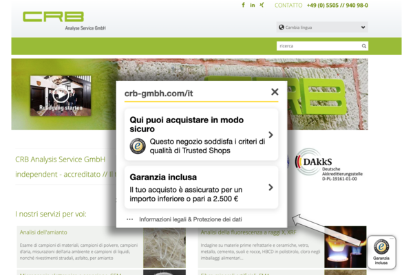 Italienischer CRB Onlineshop nun von Trusted Shops zertifiziert